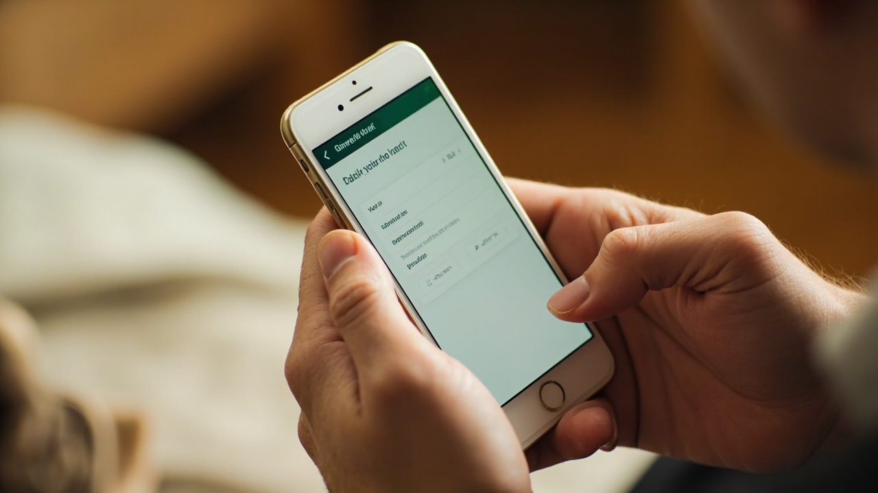 Australian traveller's relaxed hands holding a smartphone showing a clean generic digital arrival form