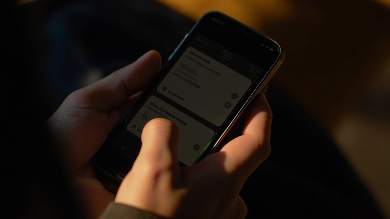 Close-up of a smartphone screen displaying a generic format-settings interface with two soft options, text intentionally soft and not legible
