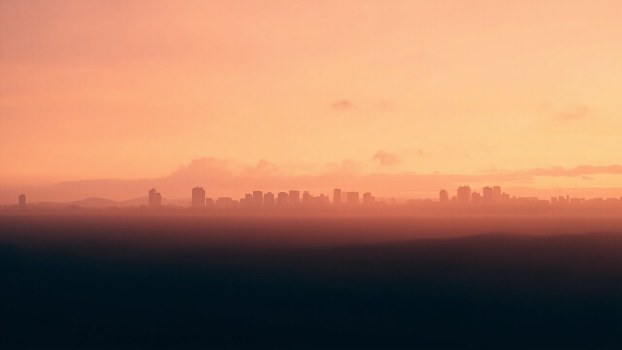 Wide editorial Manila or Cebu city skyline silhouette at warm dusk, a rising stopover view for Australian travellers heading to Cambodia